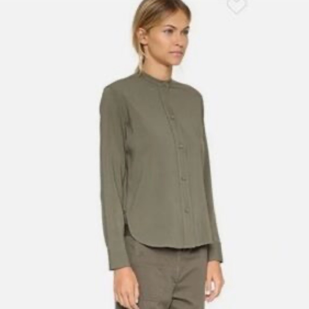Helmut Lang Button Down Organza Green Luxe Minimal Blouse